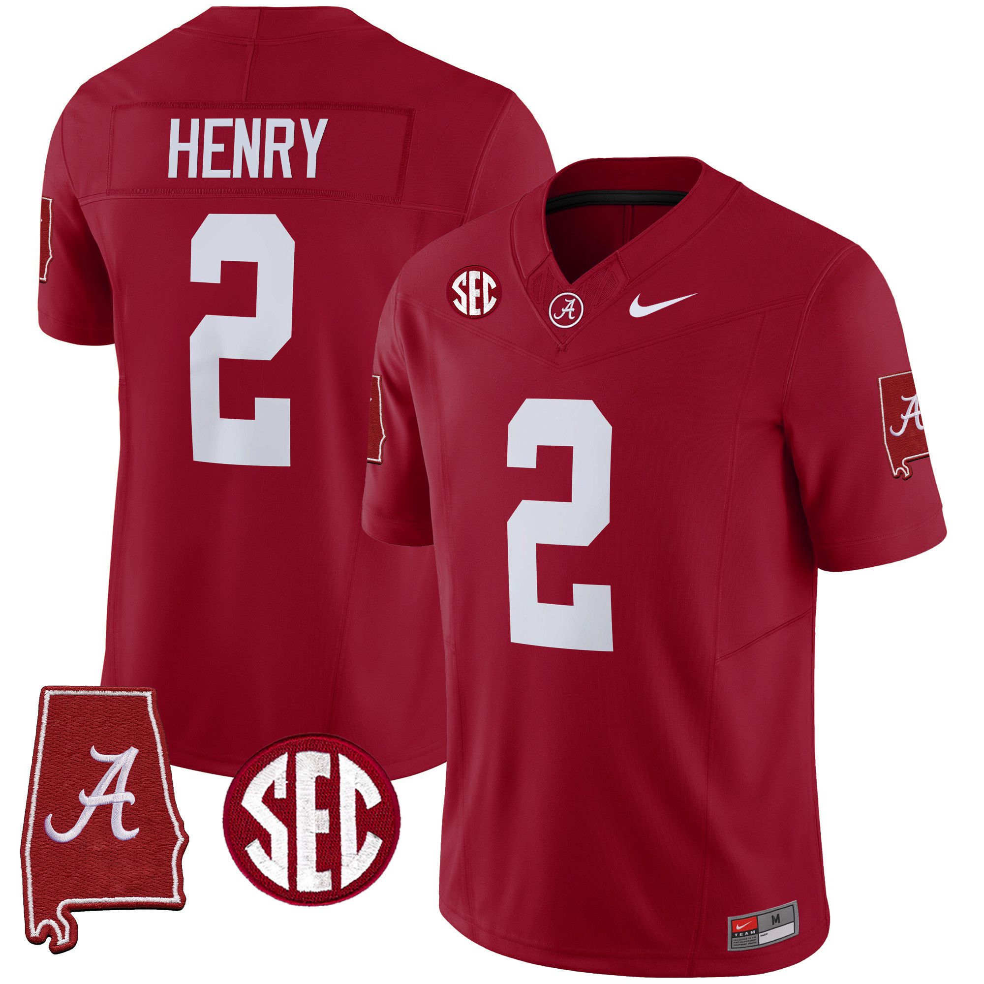 Men Alabama Crimson Tide #2 Henry Red 2024 Nike Vapor Limited NCAA Jersey style 1